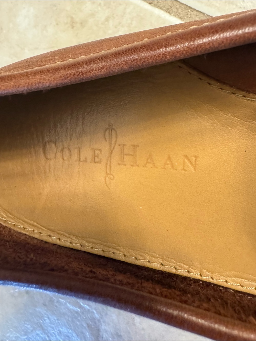 Cole Haan Men’s Tan Brown Leather Slip-On Loafers